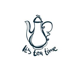 tea time vector concept saying lettering hand drawn shirt quote line art simple monochrome