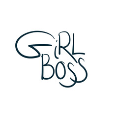 girl boss girl power diversity vector concept saying lettering hand drawn shirt quote line art simple monochrome