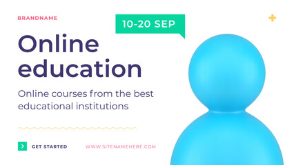 Online education digital e learning distance graduation personal account web banner 3d icon vector