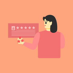 Customer Service concept design, Operator with headset doing live feedback. Vector Illustration