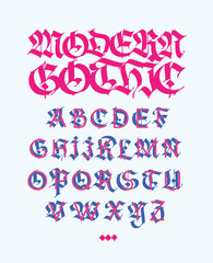 Gothic, display English alphabet. Vector. Medieval Latin letters. Mixing with subtle grotesque. Old European style. Calligraphy and lettering. Uppercase letters.
