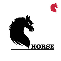 great horse head logo, silhouette of brave and strong horse vector illustrations