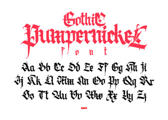 Gothic, display English alphabet. Medieval Latin letters. Signs and symbols for the monogram. Old European style. Calligraphy and lettering. Uppercase and lowercase letters.