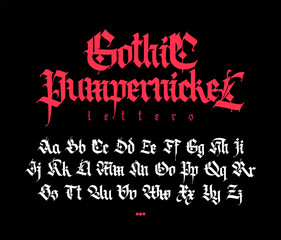 Gothic, display English alphabet.  Medieval Latin letters. Signs and symbols for the monogram. Old European style. Calligraphy and lettering. Uppercase and lowercase letters.