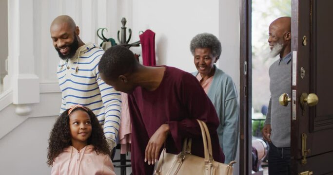 Video Of Happy African American Parents And Grandparents Arriving Home With Granddaughter