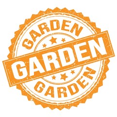 GARDEN text on orange round stamp sign