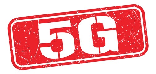 5G text written on red stamp sign.