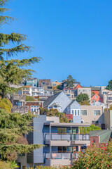 Fototapeta na wymiar Sloped residential buildings in San Francisco, California