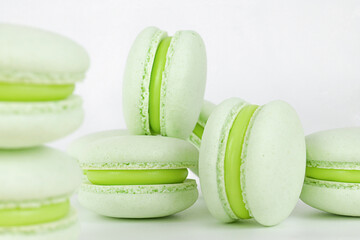 French green macarons. lots of cakes with filling