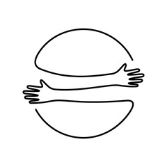 Hands hug line icon illustration