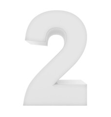 number 2 3d white isolated on white - 3d rendering - obrazy, fototapety, plakaty