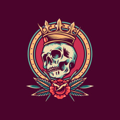 Skull King Retro Illustration