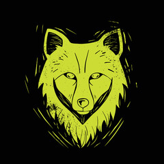 wolf portrait linocut style 