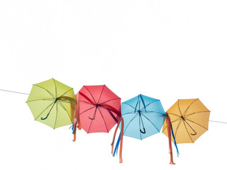 colorful umbrellas isolated on white.