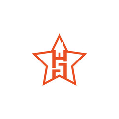 Star shaped house, letter h and s symbol. Vector