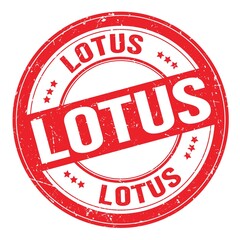 LOTUS text written on red round stamp sign
