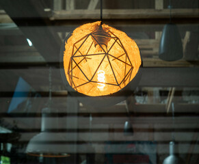 the lamp in a dark room