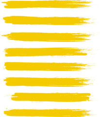 Yellow brush stroke set isolated on background. Collection of trendy brush stroke vector for yellow ink paint, grunge backdrop, dirt banner, watercolor design and dirty texture. Brush stroke vector