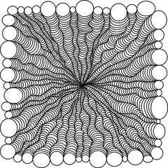 Psychedelic tunnel in zenart style, black and white art