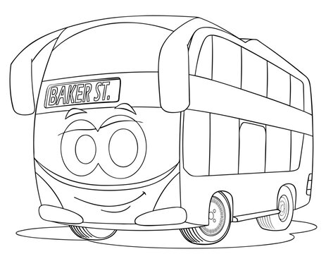 Cartoon city bus for coloring page.	