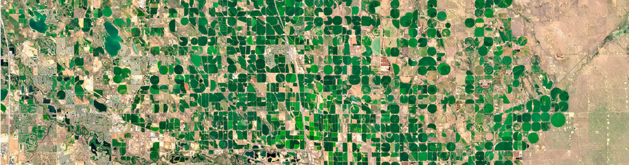 Greeley fields, US, Circular pivot irrigation  fields 