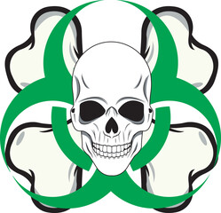 skull and bones with biohazard symbol