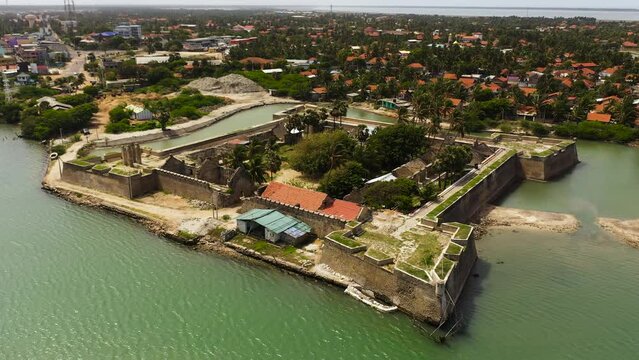 The ancient fort of Manar protecting the city from the sea. Sri Lanka.