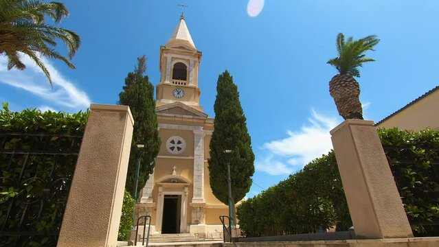 Walking shot of a St. Catherine's Church at Novalja