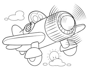 Cartoon plane for coloring page.	