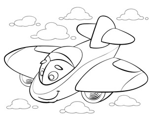 Cartoon plane for coloring page.	