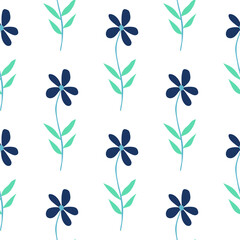 Doodle ditsy flowers seamless pattern. Cute chamomile print. Floral ornament. Pretty botanical backdrop