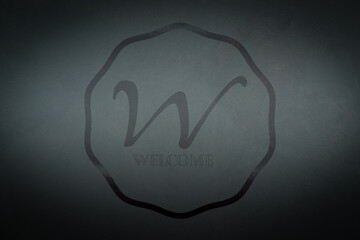 welcome poster on leaf background colorful gradient brush design Vector paper illustration.