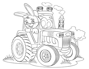 Cartoon tractor for coloring page.	