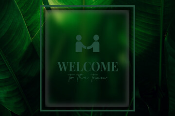 welcome poster on leaf background colorful gradient brush design Vector paper illustration.