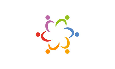 Fototapeta na wymiar Social relationship logo and icon. Concept of Teamwork and Great work logo design