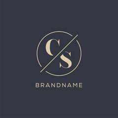 Initial letter CS logo with simple circle line, Elegant look monogram logo style