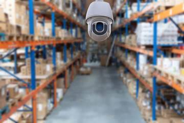 CCTV camera security system installed in a warehouse. 24 hours indoor video control....