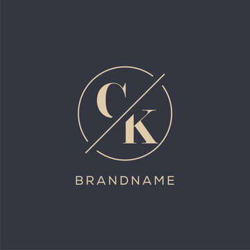 Initial letter CK logo with simple circle line, Elegant look monogram logo style