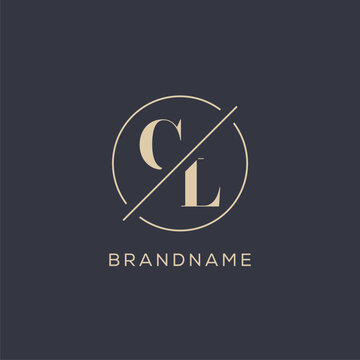 Initial letter CL logo with simple circle line, Elegant look monogram logo style