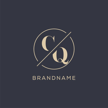 Initial letter CQ logo with simple circle line, Elegant look monogram logo style