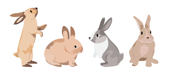 Obraz premium Vector collection with rabbit. Symbol of 2023. New year.