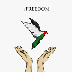 illustration vector of freedom bird with palestine skin perfect for print,poster,etc. - obrazy, fototapety, plakaty