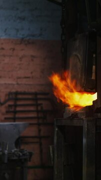 Atmospheric authentic forge with a kindled furnace