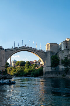 The Old Bridge in Mostar with river Neretva. Bosnia and Herzegovina