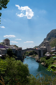 The Old Bridge in Mostar with river Neretva. Bosnia and Herzegovina