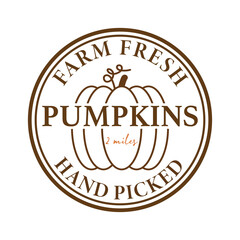 stamp with the text the country,logo design Fall sign svg,Lettering text print for cricut,Halloween illustration,Farm fresh Hand Picked Pumpkins.