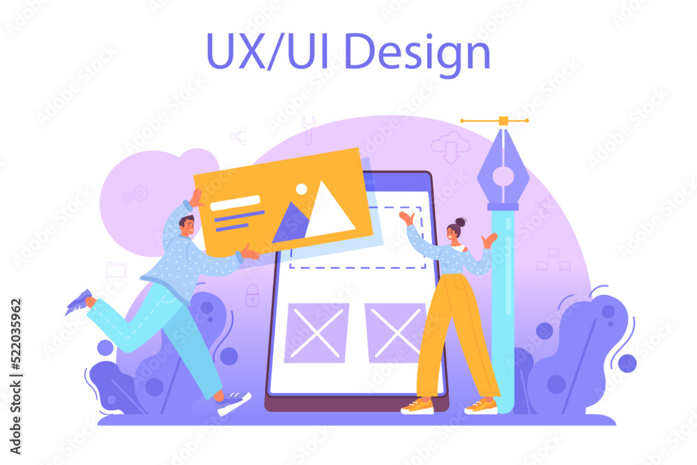 Poster web designer concept. interface and content design and development.