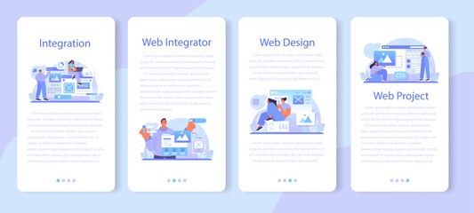 Obraz premium Web integration mobile application banner set. Website layout converting