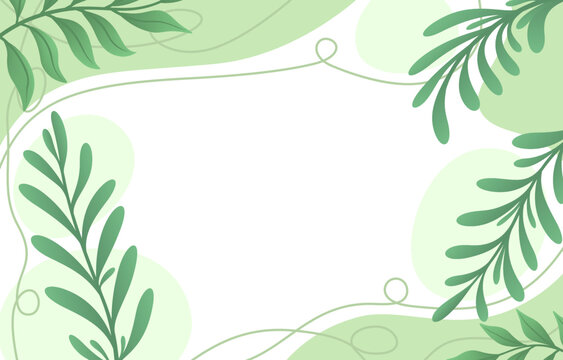 Cover nature botanical, banner green border, beautiful art forest, Vector