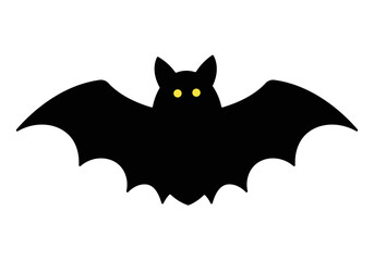 Cartoon Black Bat Icon Clipart on Flat Isolated White Background